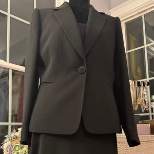 Tahari Black and White Pinstripe 3 Piece Suit